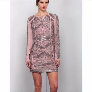 KARINA GRIMALDI BLUSH ROCK BEADED MINI DRESS